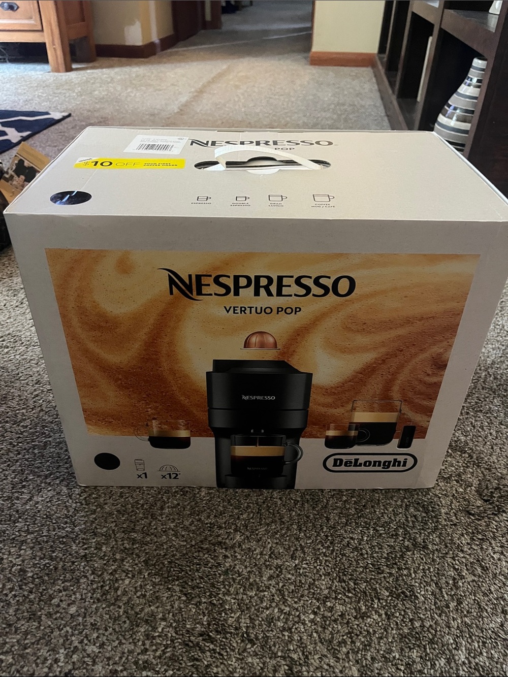 Nespresso Vertuo Pop by Nespresso - Black and Cream Boxed Machine